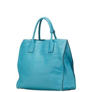 Prada bag plate shoulder blue triangular handbag leather logo